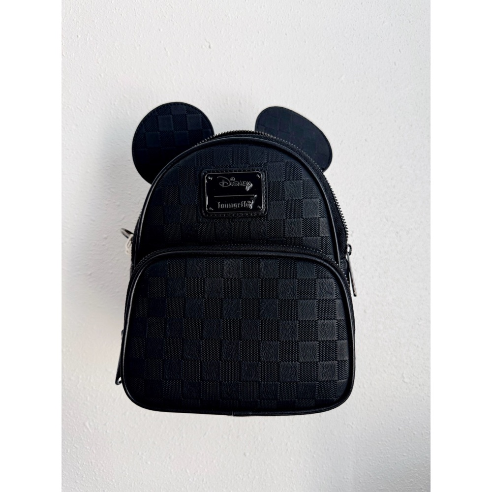 Disney Loungefly Black Checkered Mini Backpack